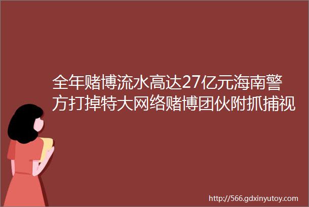 全年赌博流水高达27亿元海南警方打掉特大网络赌博团伙附抓捕视频rarr